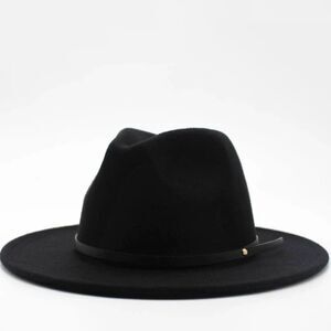 Black Stiff Brim Tall Dented Crown, Stiff Classic Fedora Hat NEW
